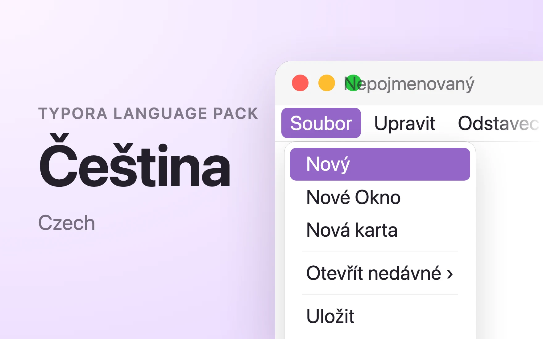Čeština Language Pack in Typora