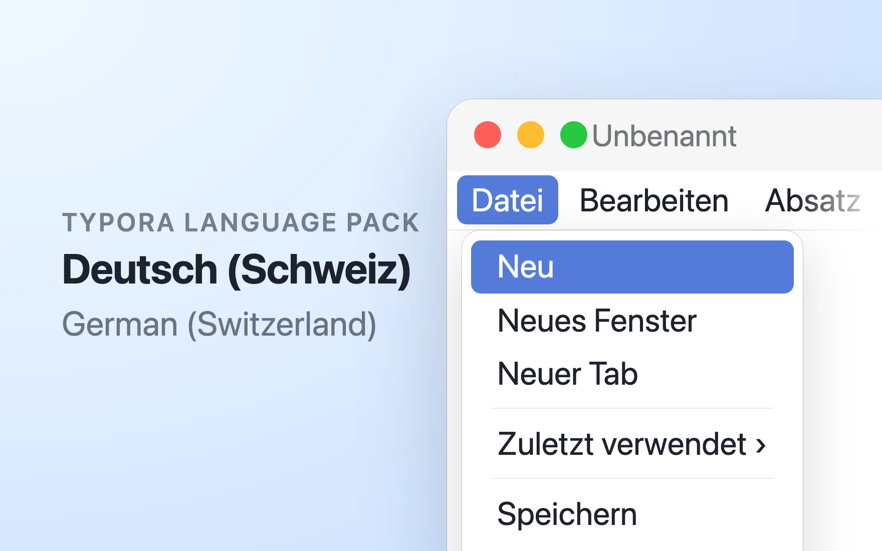 Deutsch (Schweiz) Language Pack in Typora