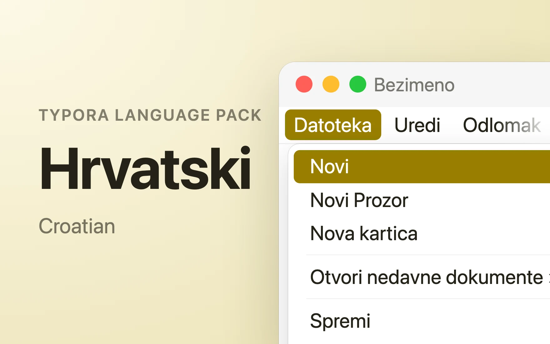 Hrvatski Language Pack in Typora