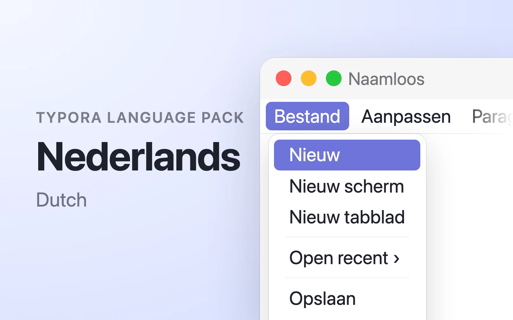Nederlands Language Pack in Typora