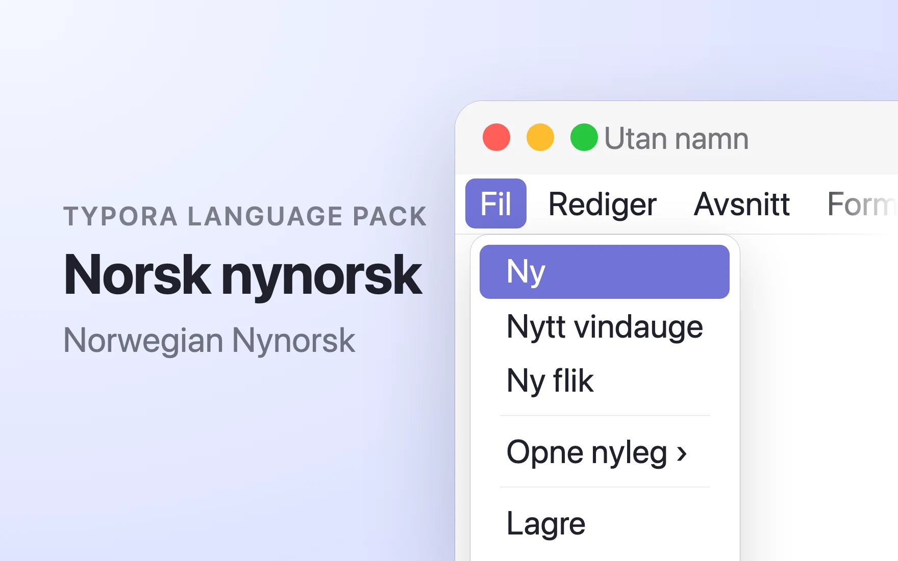 Norsk nynorsk Language Pack in Typora