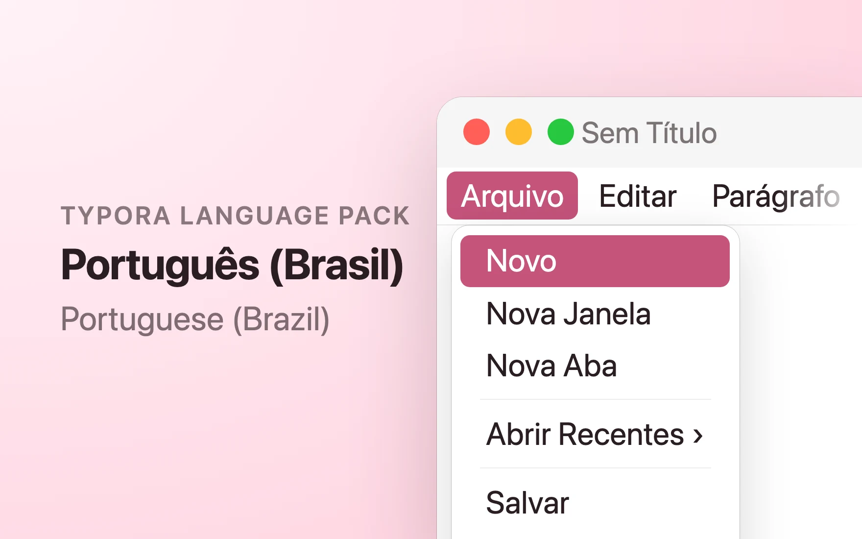 Português (Brasil) Language Pack in Typora