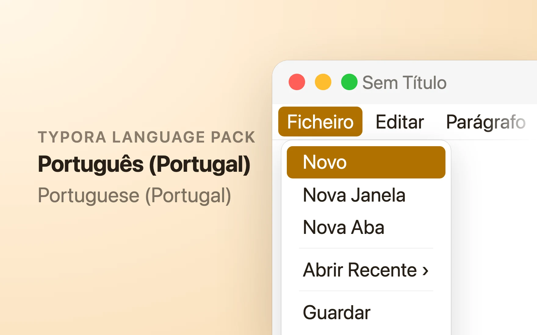 Português (Portugal) Language Pack in Typora