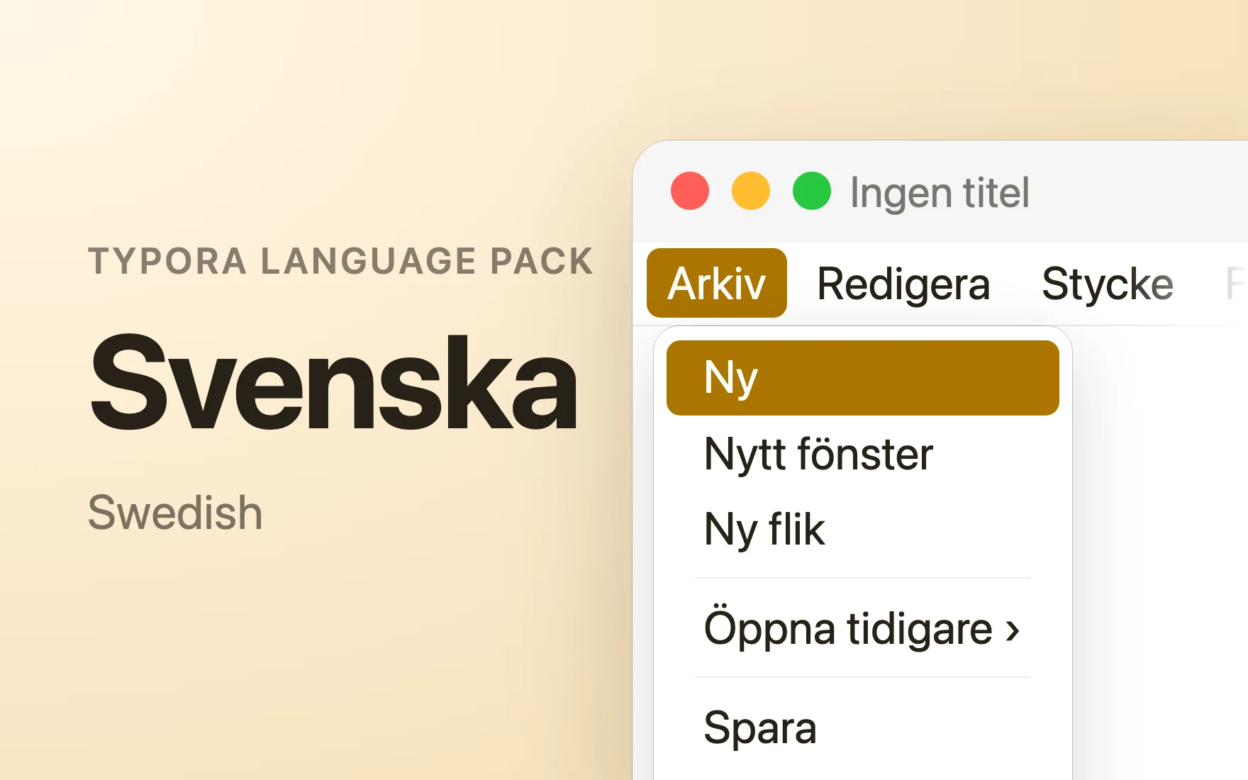 Svenska Language Pack in Typora