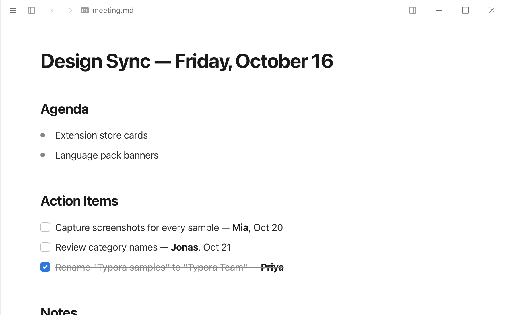 Meeting Notes in Typora
